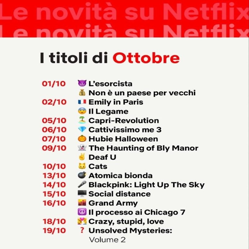 Netflix ottobre